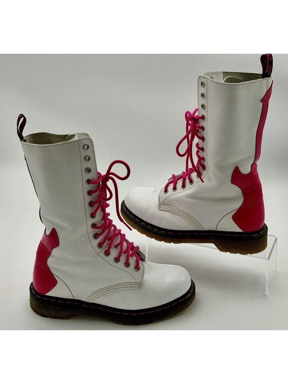 Dr Martens Womens Size 7 1914 Rocker 14 Eye White Pink Guitar Free Shipping